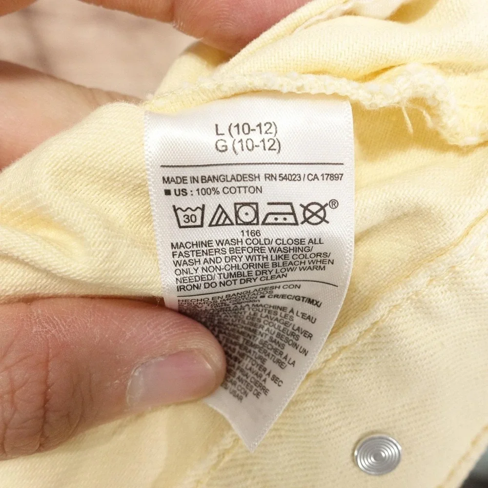Old Navy Denim Jacket Kids? Womens? L 10/12 Yellow Cotton Button READ***